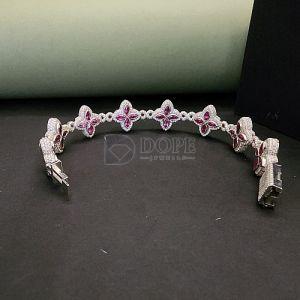Pink and Silver Designer Moissanite Diamond Bracelet