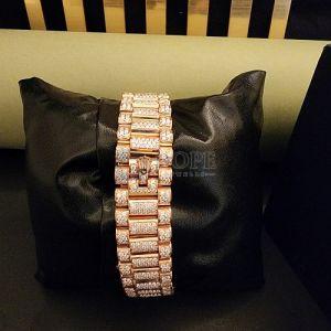 Premium Mossianite Golden Round Dial Diamond Watch