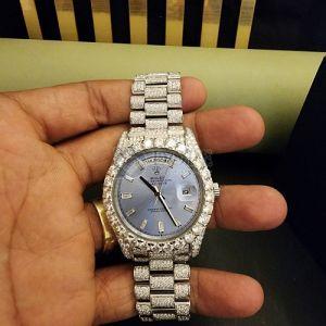 Rolex Designer Diamond Watch with Quartz Movement and Baguette Style Numerals