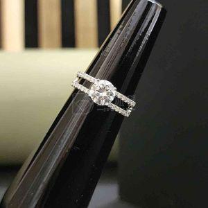 Round Cut Moissanite Double Band Engagement Ring