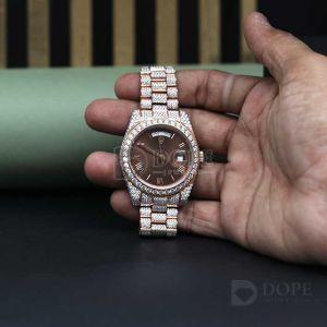 Round Dial Premium Diamond Fashion Watch with Quartz Movement