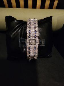 Royal Look Arabic Numerals Round Dial Full Iced Moissanite Diamond Watch