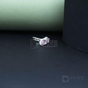 Sterling Silver Pear Cut Pink Diamond Ring