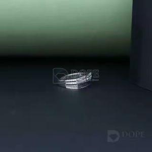 Unisex 14KT Fine Gold Double Row Diamond Wedding Band