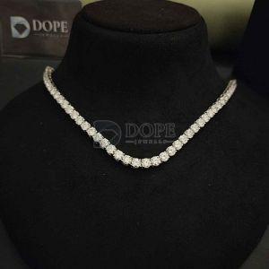 Unisex 925 Sterling Silver Hip Hop Style Diamond Cuban Chain