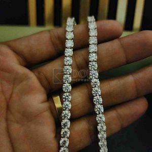 Unisex 925 Sterling Silver Hip Hop Style Diamond Cuban Chain