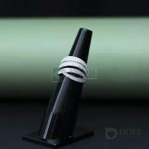 Unisex 925 Sterling Silver Twisted Iced Out Mossianite Diamond Ring