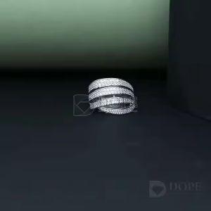 Unisex 925 Sterling Silver Twisted Iced Out Mossianite Diamond Ring