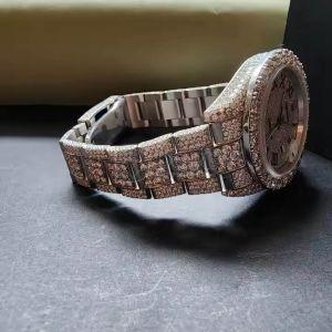 White Dual Tone Mossianite Round Dial Diamond Watch