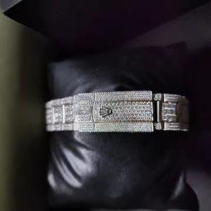 White Dual Tone Mossianite Round Dial Diamond Watch