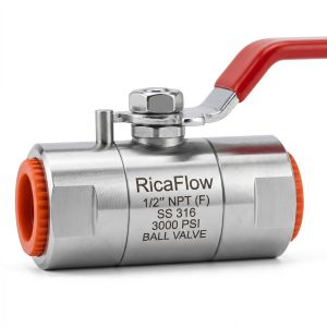 Ball Valve Female X Female Hex Body 3000 PSI 1/2 Inch SS316 Ricaflow