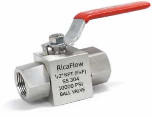 10000 PSI Ball Valve 1/2 Inch SS304 Female Thread Square Body High Pressure Valve &Ndash; Ricaflow