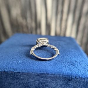 Oval Diamond Ring Lab Grown Engagement White Gold Pave Solitaire Bridal Gift