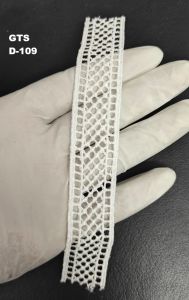 White Geometric Pattern Polyester GPO Lace