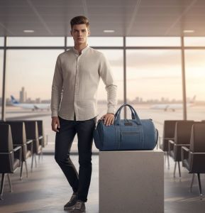 Blue Khadi Travel Bag