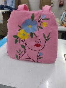 Pink Plain Canvas Ladies Designer Bag