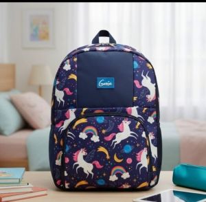 Polyester Blue Printed School Bag