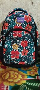 Polyester Printed Black School Backpack Bag