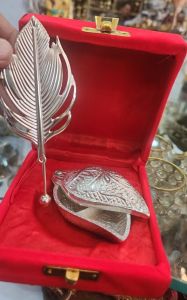 Decorative Silver Plated Aluminium Tilak Stick Set