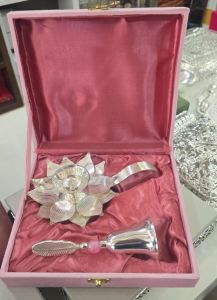 Handcrafted Aluminium Bell Diya Set
