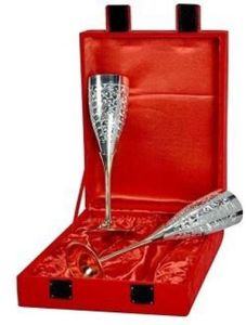 Silver Plated Engraved Brass Wine Glass Set