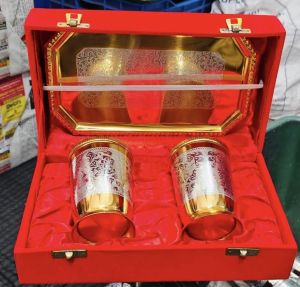 Traditional Handcrafted Brass Glass Set