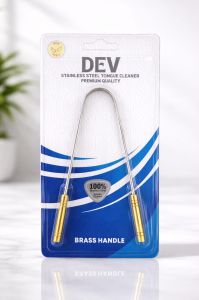 Brass Handle Stainless Steel Tongue Cleaner