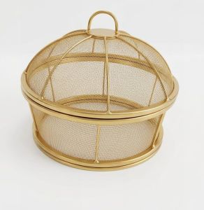 Stylish Golden Metal Fruit Basket