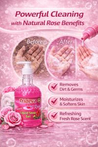 1L Trideva Rose Liquid Soap Gel