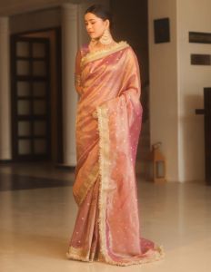 Pink Banarasi Tissue Silk Saree