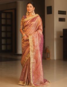 Pink Banarasi Tissue Silk Saree