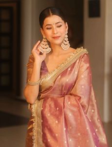 Pink Banarasi Tissue Silk Saree