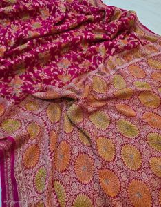 Pure Chiffon Georgette Banarasi Handloom Saree