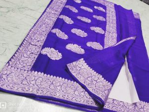 Pure Handwoven Banarasi Crepe Chiffon Silk Saree