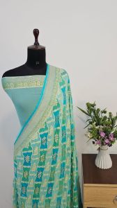 Sea Green Pure Banarasi Khaddi Georgette Saree
