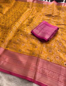 Yellow Banarasi Silk Saree