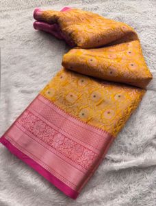 Yellow Banarasi Silk Saree