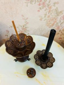 Antique Brass Incense & Candle Holder