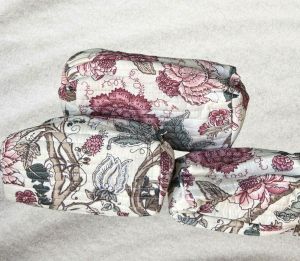 Hand Printed Quilted Cotton Travel Pouch Set