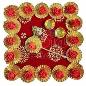 Decorative Wooden Pooja Thali for Festival Rituals