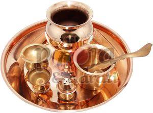Pure Copper Pooja Thali for Religious Rituals