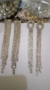 Crystal Stone Long Tassel Earrings