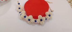 Floral Pearl Beaded Choker Necklace