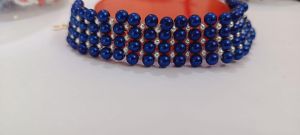 Royal Blue Pearl Beaded Choker Necklace