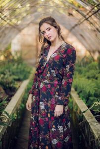 Ladies Black Floral Wrap Maxi Dress