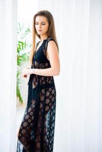 Ladies Black Net Sleeveless Beach Dress
