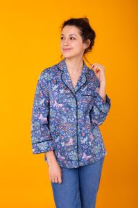 Ladies Blue Floral Night Suit