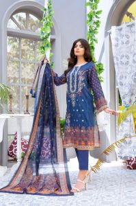 Ladies Navy Blue Printed Ethnic Suit Set