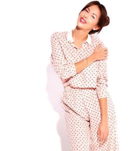 Ladies Pink Printed Lounge Wear Co Ord Set