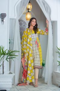 Ladies Sunbeam Check Ethnic Kurti Pant Dupatta Set